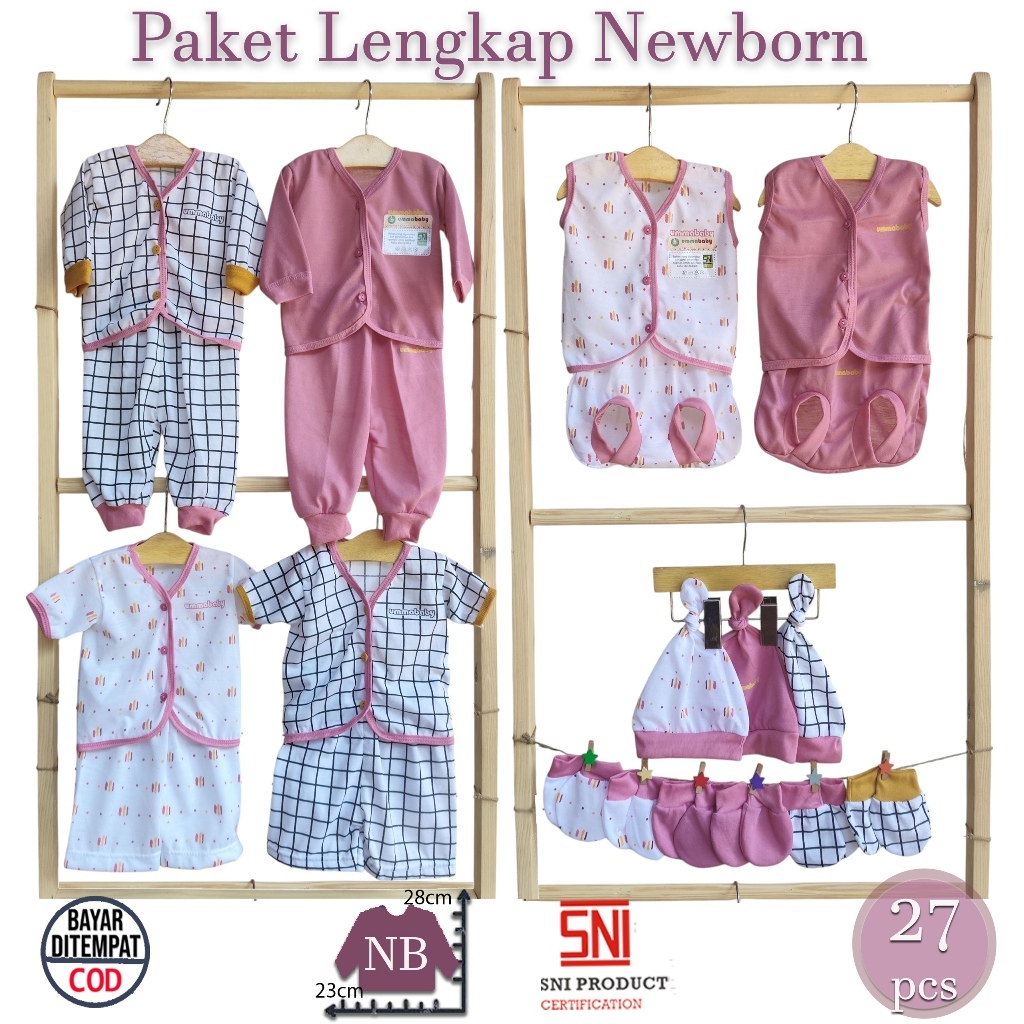 Paket 27 pcs Set Lengkap Baju Bayi Setelan Outfit Baby OOTD SNI Topi Sarung Tangan Kaki Perlengkapan