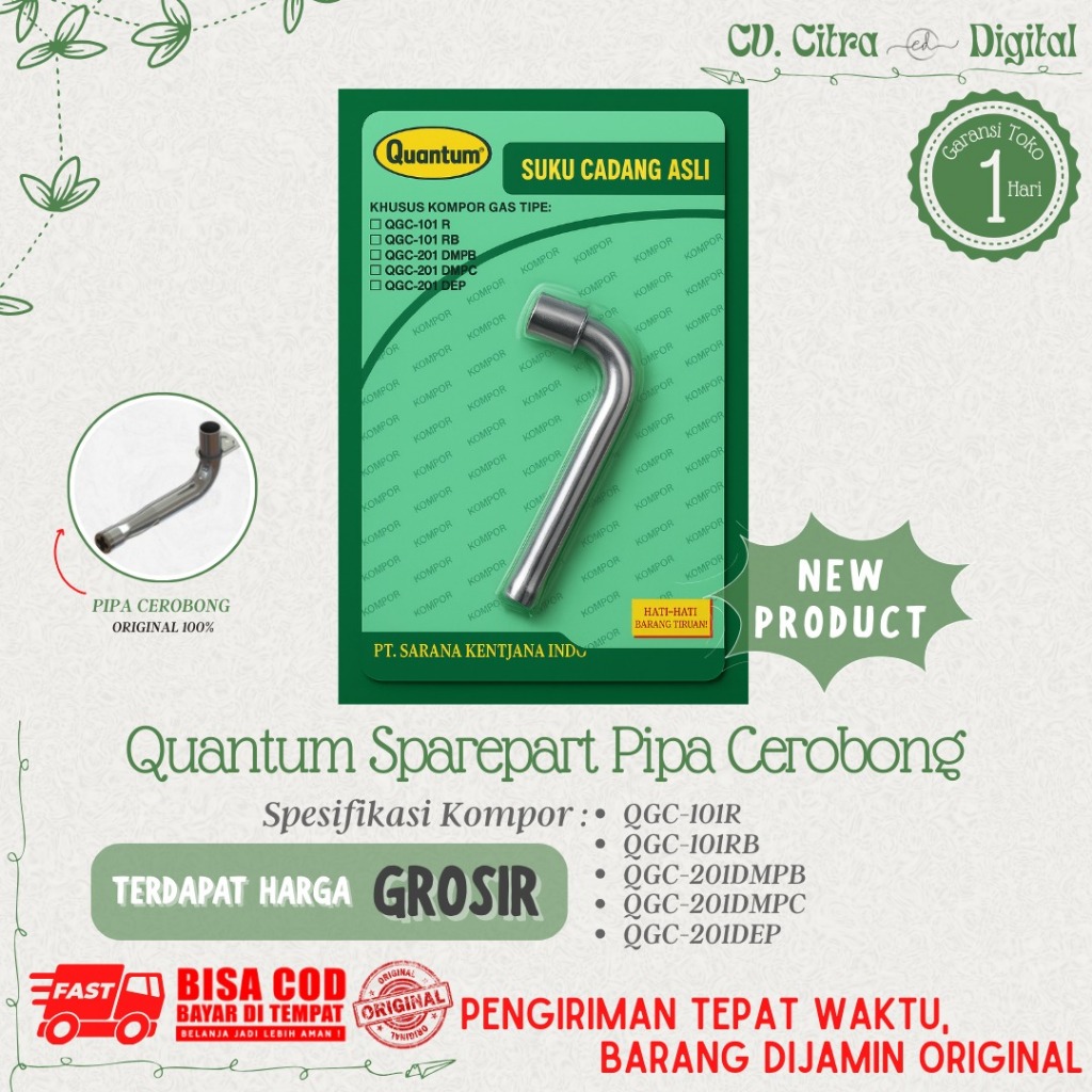 Quantum Sparepart Pipa Cerobong / Pipa Kompor 1 Tungku Quantum / Original