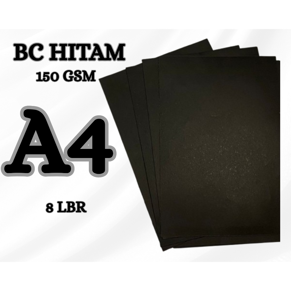 KERTAS MANILA / KERTAS BC WARNA HITAM 150 GSM UKURAN A4 ( 21 x 29,7 cm ) 8 LEMBAR