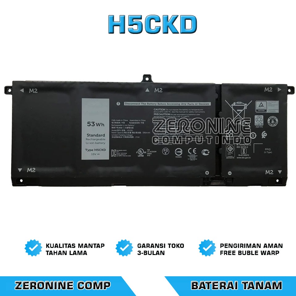 Baterai Original Dell Inspiron 7300 7306 7405 7500 7506 (53Wh) H5CKD