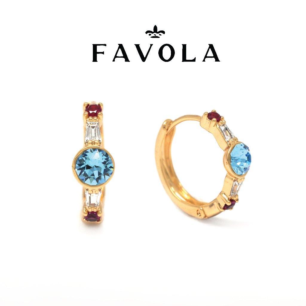 Anting Clip Wanita Emas Permata Biru Putih Merah Elegan & Mewah