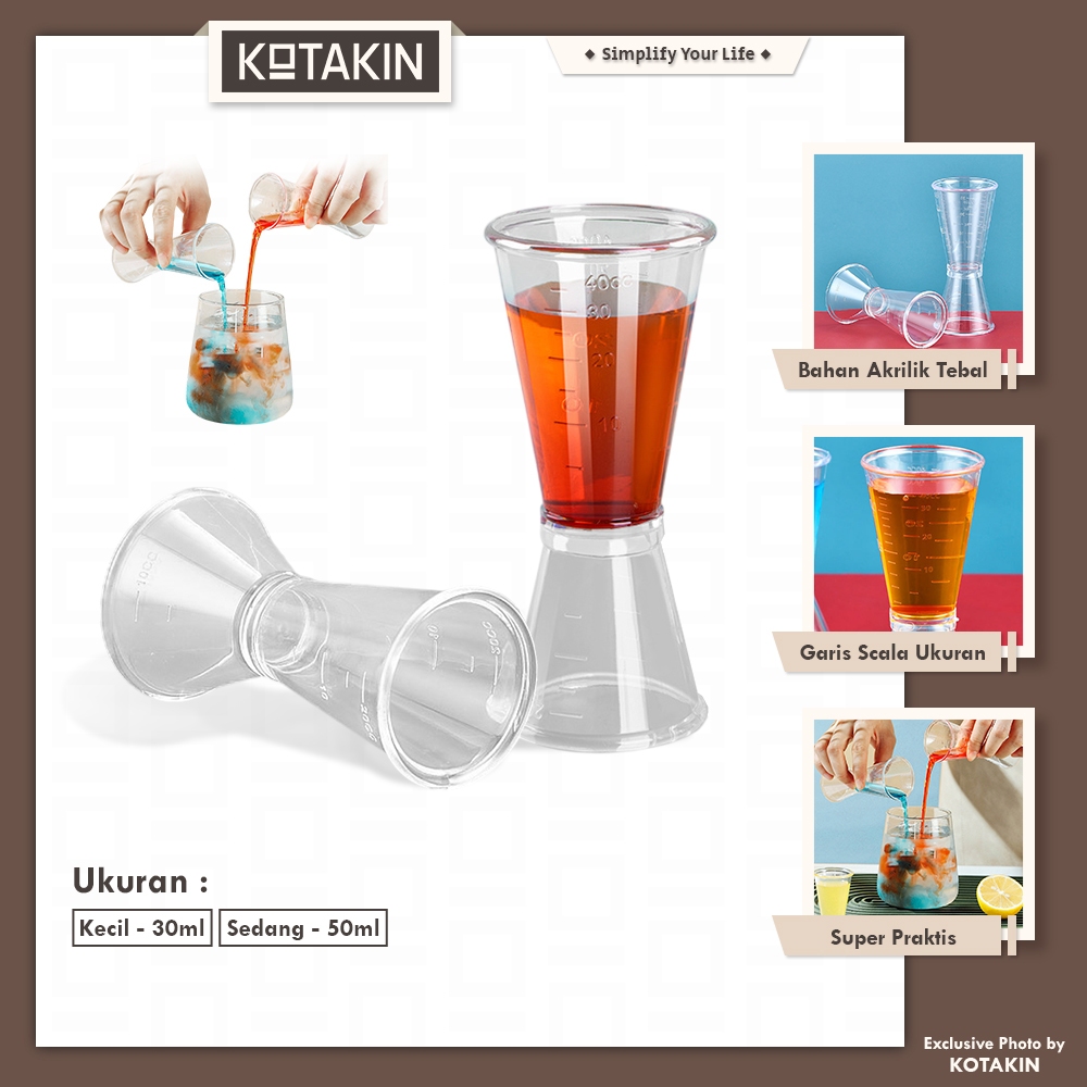 KOTAKIN Jigger Plastik Transparant 30ml 50ml Gelas Takaran Ukur Measuring Cup Takar