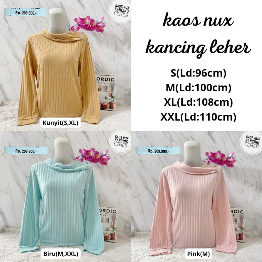 KAOS CEWEK PANJANG KANCING LEHER N*X ORIGINAL