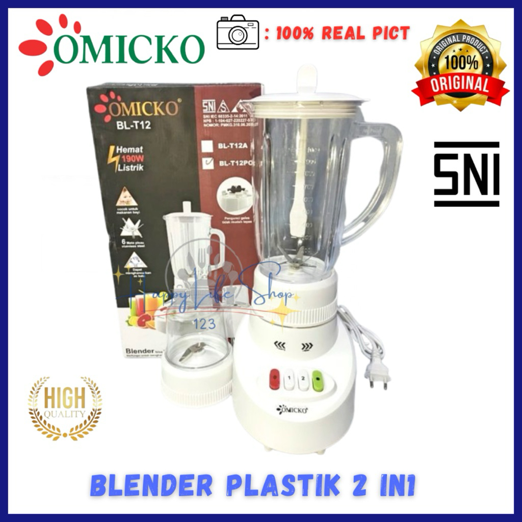 Blender 2IN1 OMICKO Bahan Glass PC Anti Pecah / Blender Plastik 2 IN 1