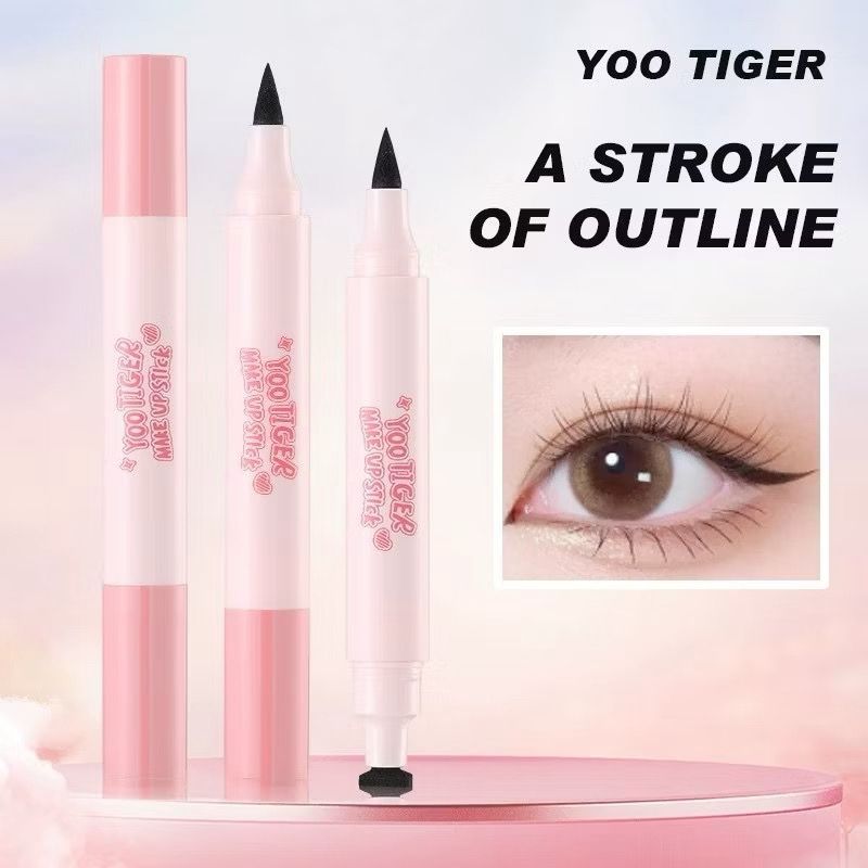 YOO TIGER Eyeliner Stamp 2 in 1 Waterproof Double Head Eyeliner Pencil Quick Dry Eye Makeup 6526