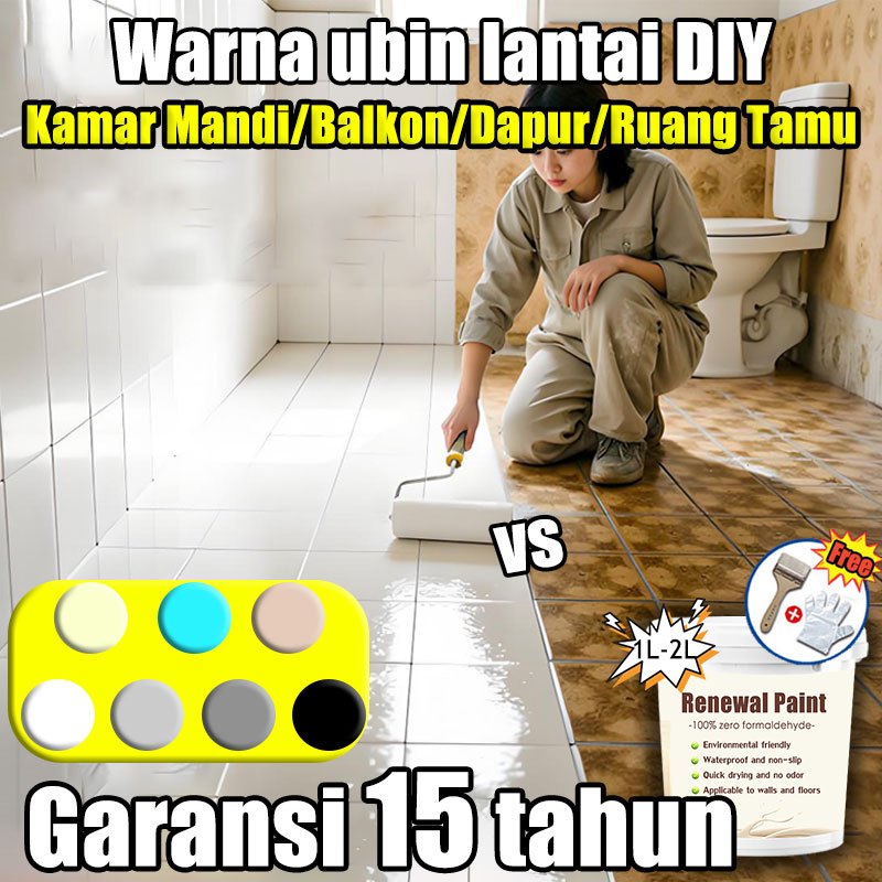 【Warna ubin lantai DlY】tahan air Khusus Kamar Mandi Anti Licin & Anti Jamur Cat Keramik Renew Renova