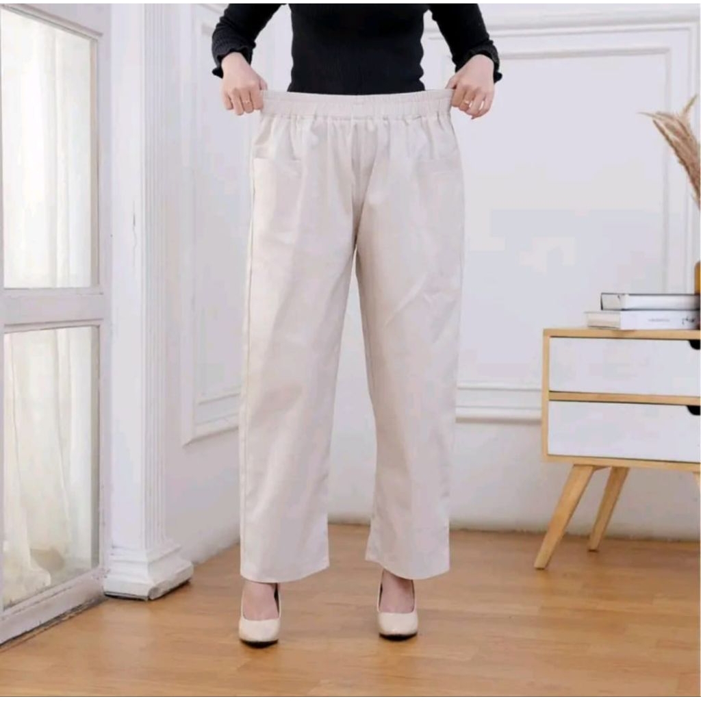 [Adaya] Ootd Celana Kulot Korean Long Pants Premium Celana Wanita Kulot Katun Stretch Kain Melar