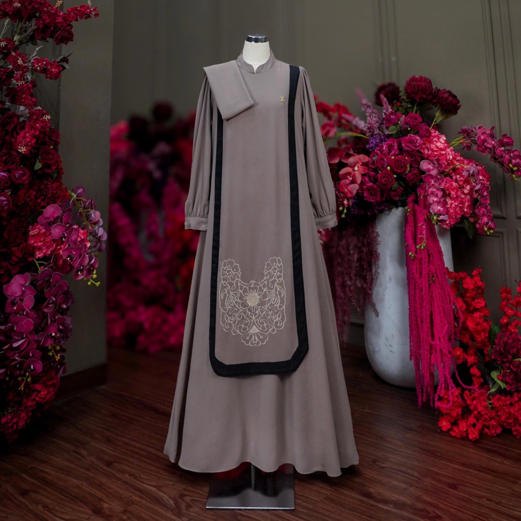 Dumma.id - Pakaian Wanita Kaliya Set Hijab  Ceruty Babydoll Armany Berfuring Berfuring Dress Cantik