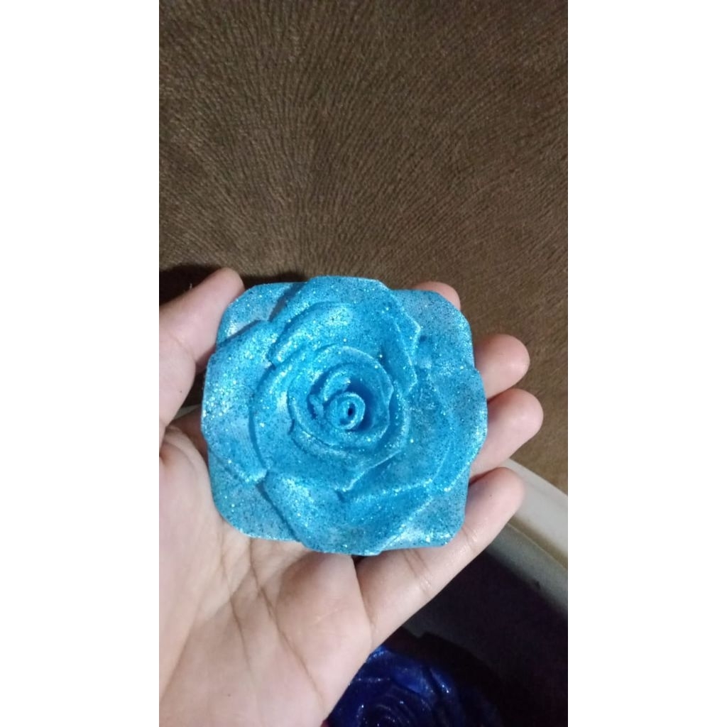 BUNGA MAWAR PITA SATIN GLITER/Bunga pita satin Gliter/bunga pita satin