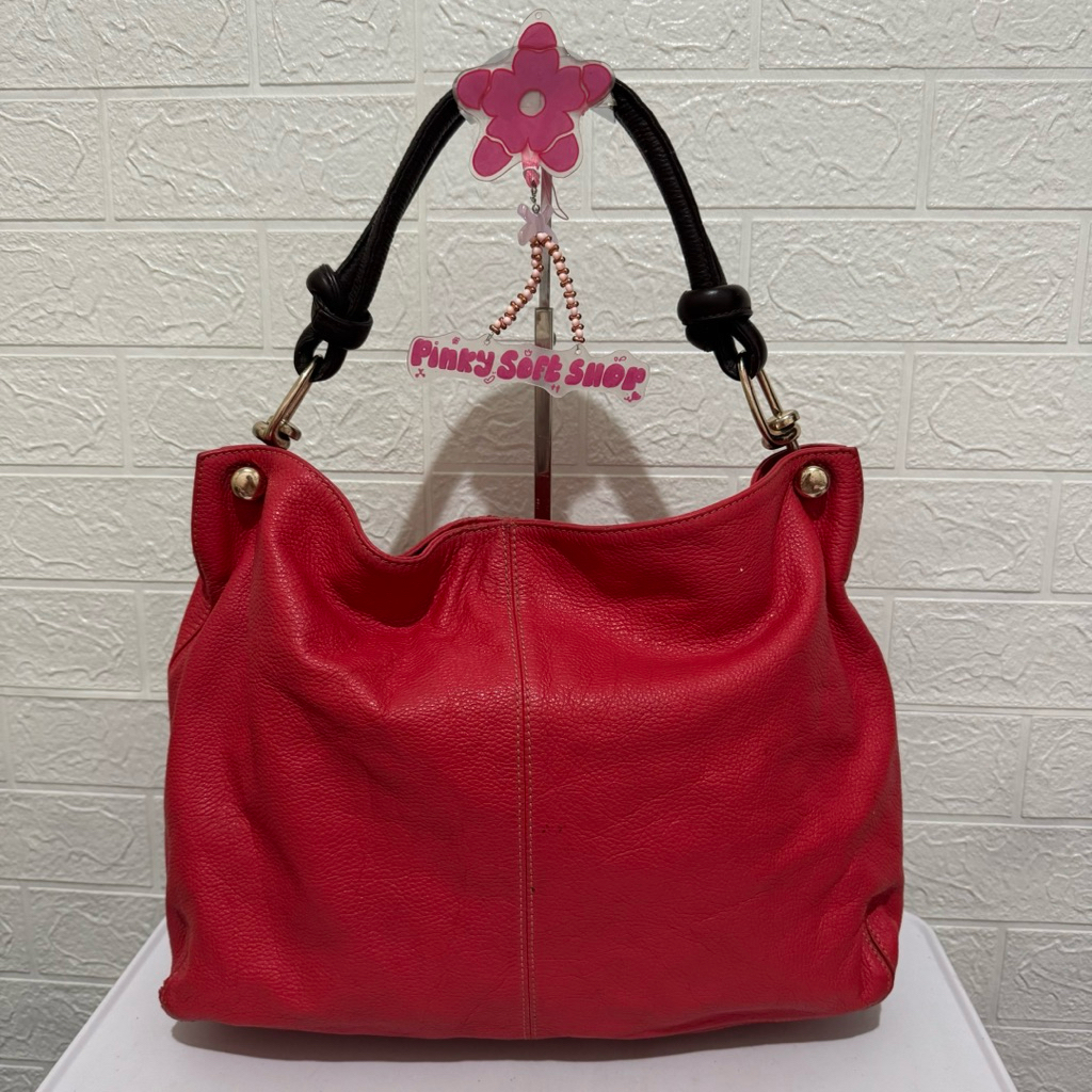 tas hobo kulit asli. tas tote bag kulit asli. tas preloved merah