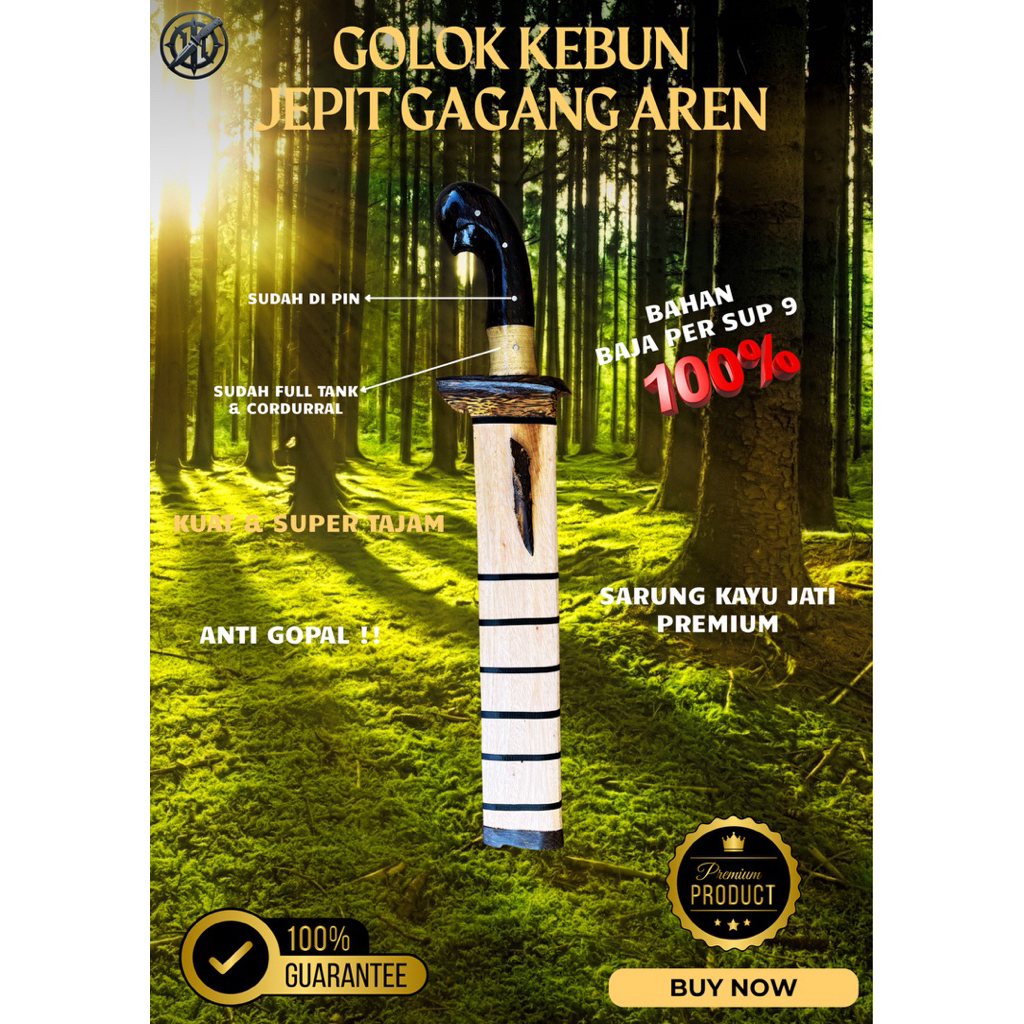 [BAJA PREMIUM] GOLOK KEBUN JEPIT GAGANG AREN GOLOK BAJA SUPER TAJAM 30cm Baja Per SUP9 Asli Original
