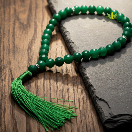 Tasbih Giok/Green Jade 33 Butir Natural