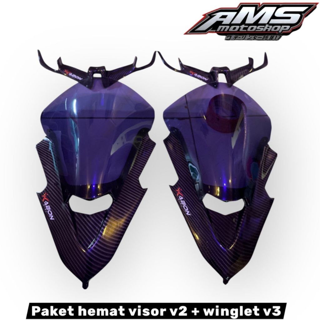 PAKET VISOR V2 CARBON CBR150R FACELIFT K45G + WINGLET MODEL V3 CARBON