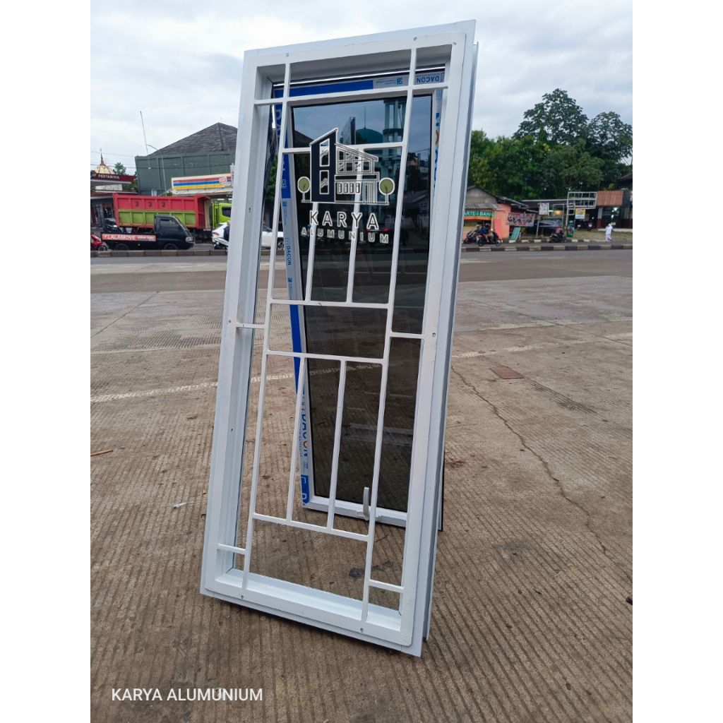 jendela aluminium custom+teralis ukuran 120x80 180x60 160x80 komplit gratis packing kayu