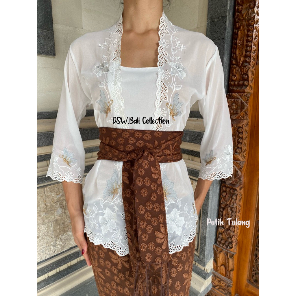 Kebaya Jadi Bordir | Kebaya Putih | Kebaya Lengan Lonceng | Baju Bali