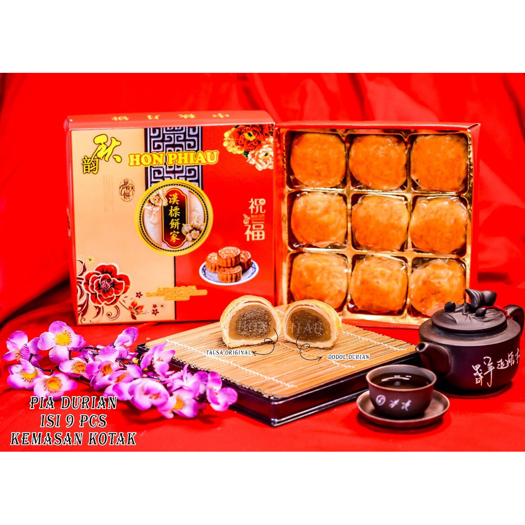 Non Halal - Kue Bulan Pia Durian Tausa Su 9pcs Hon Phiau Singkawang