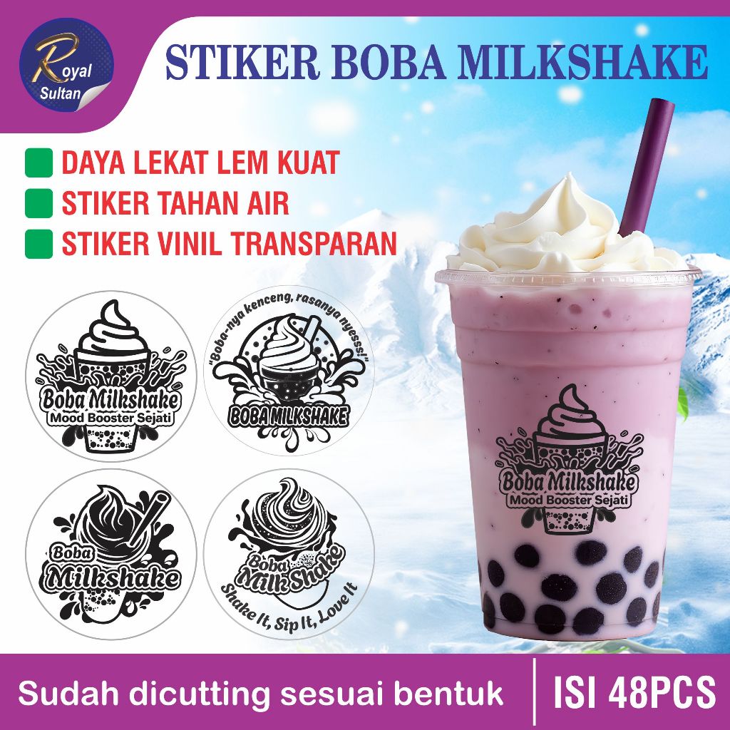 stiker Gelas Cup Boba Milk Shake | Stiker Cup, Botol, Minuman Transparan | Stiker gelas cup minuman 