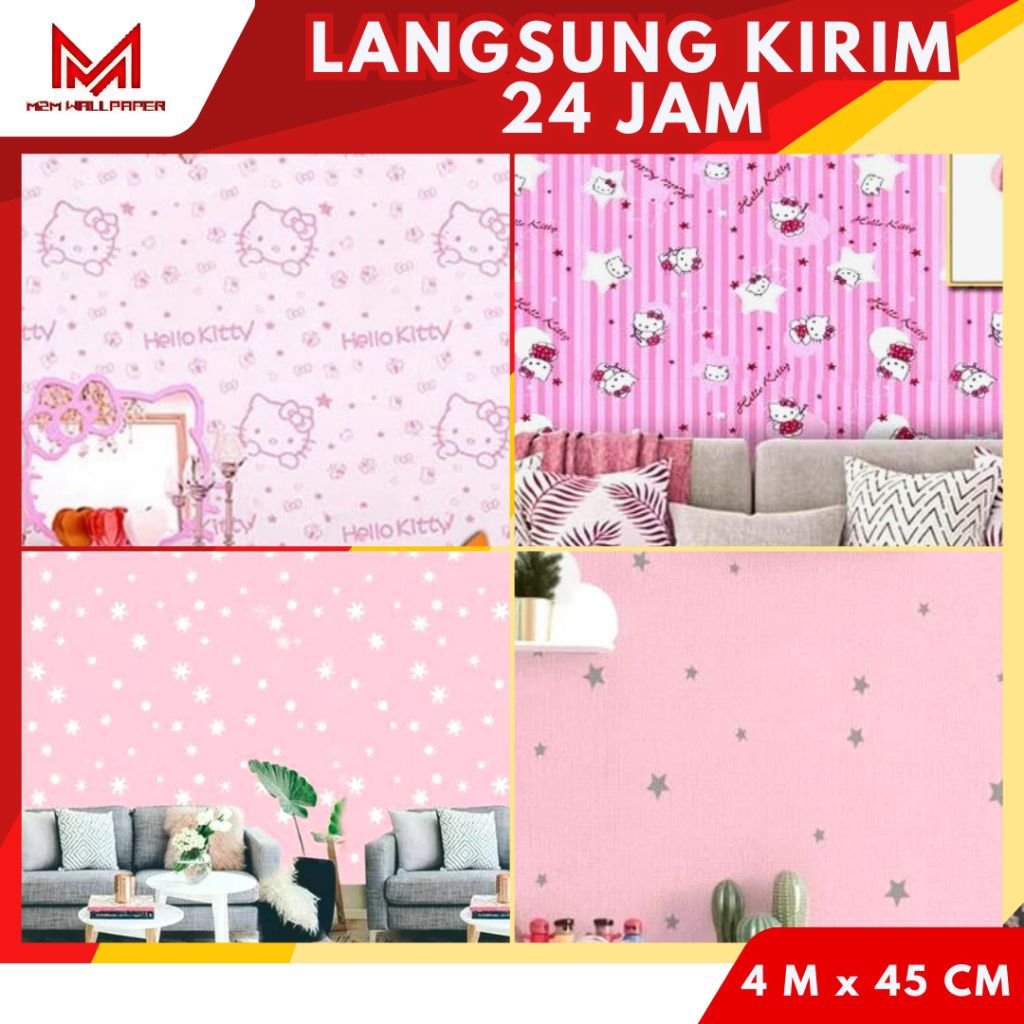 Wallpaper Dinding Hellokitty Wallpaper Dinding Kamar Anak Wallpaper Dinding Karakter Anak Wallpaper 