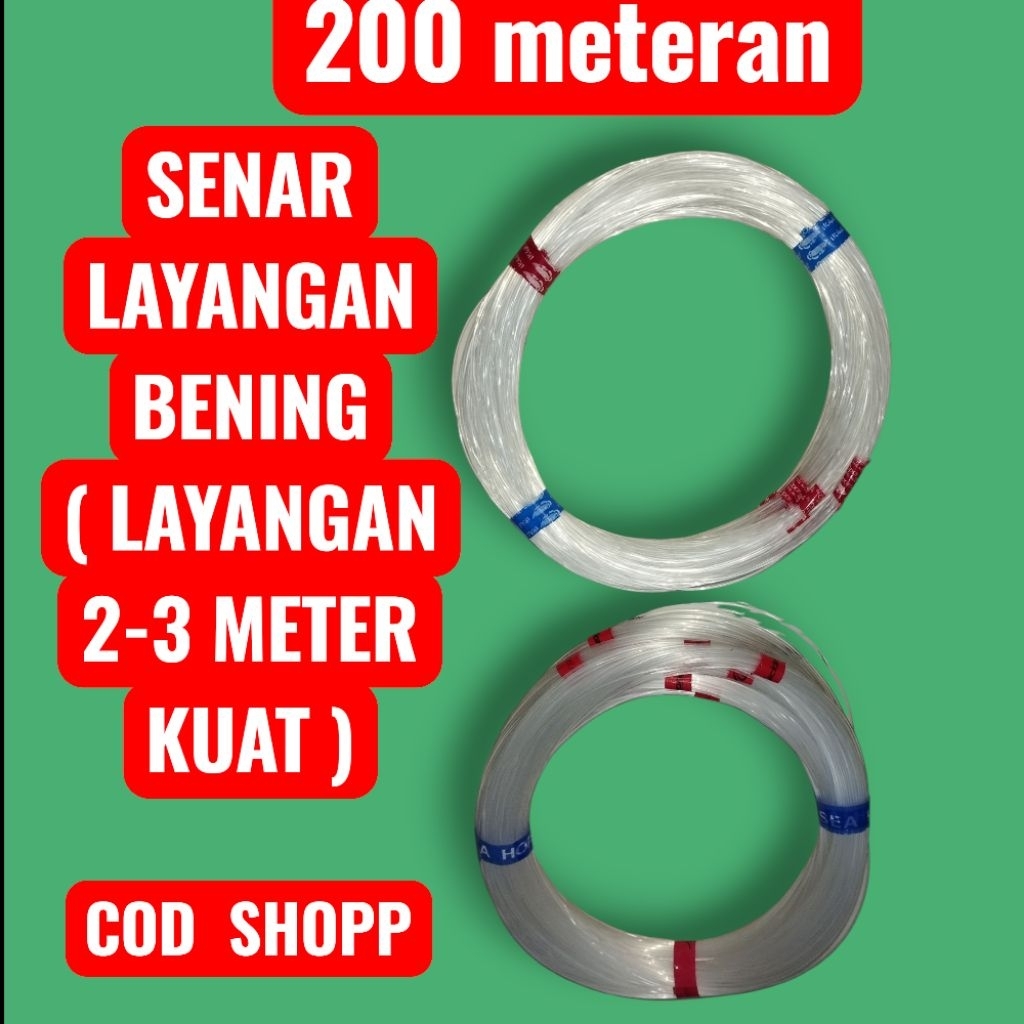 TALI LAYANG LAYANG BENING PANJANG 200 METERAN KUAT LAYANGAN 2-3 METER,layangan ,gapangan,bapangan