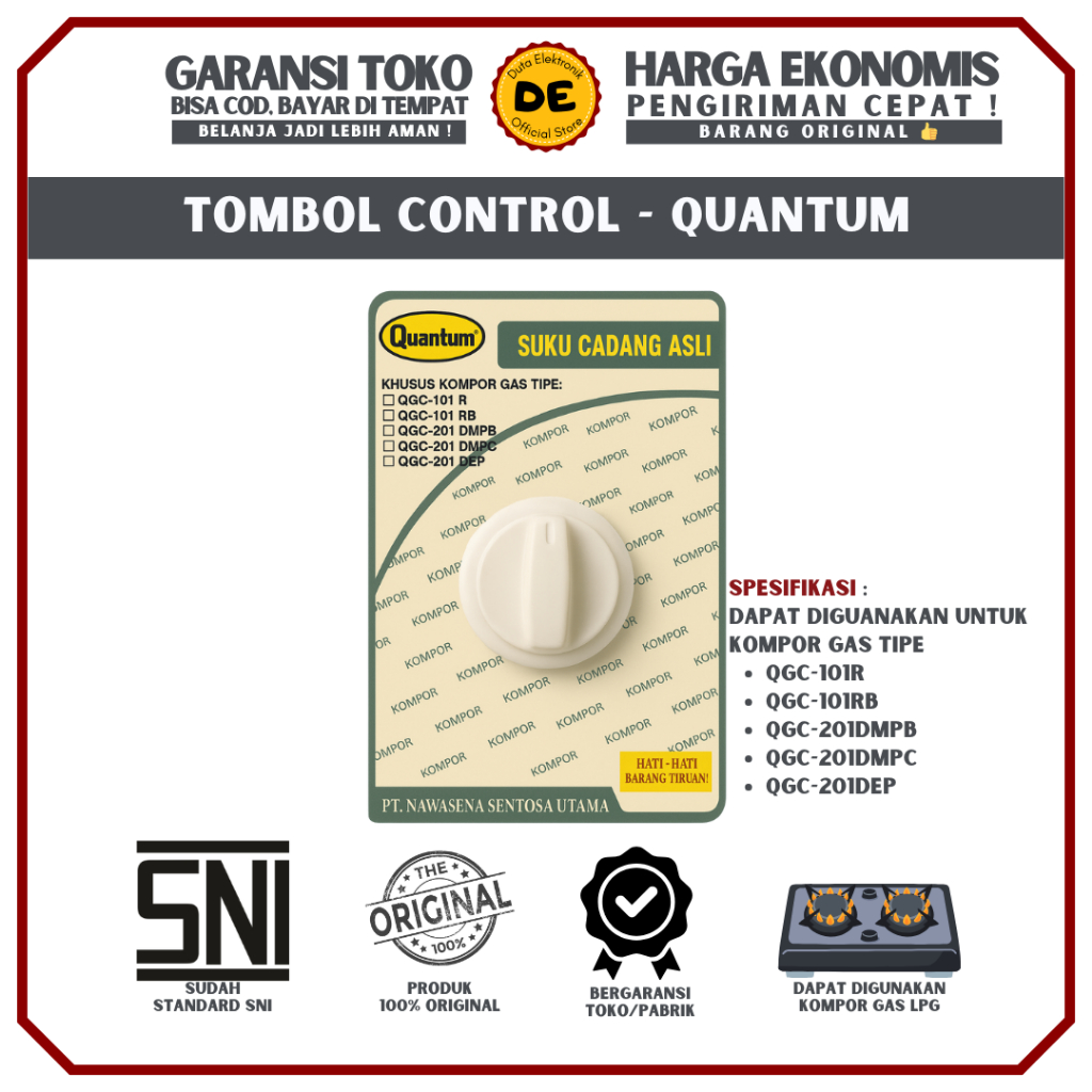 Quantum Sparepart Kompor Tombol Control Black / Knob Kompor Gas Quantum ORIGINAL