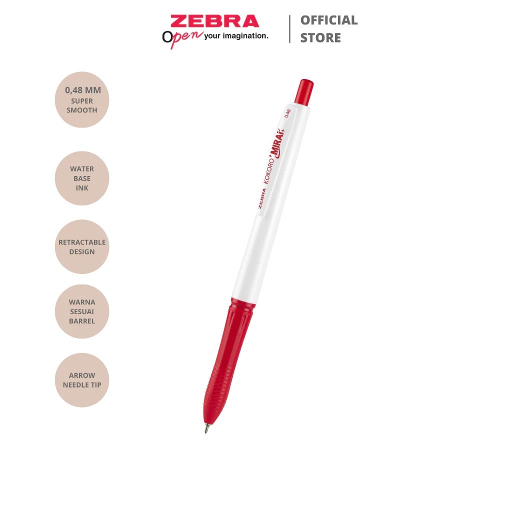 

ZEBRA Kokoro Mirai Pulpen Gel 0.48mm Retractable Gel Pen Super Smooth Alat Tulis