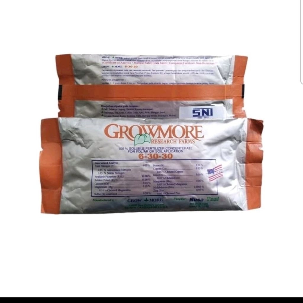 GROWMORE 6 30 30, 100 GR, PUPUK KHUSUS BERBUAH DAN BERBUNGA, ORIGINAL