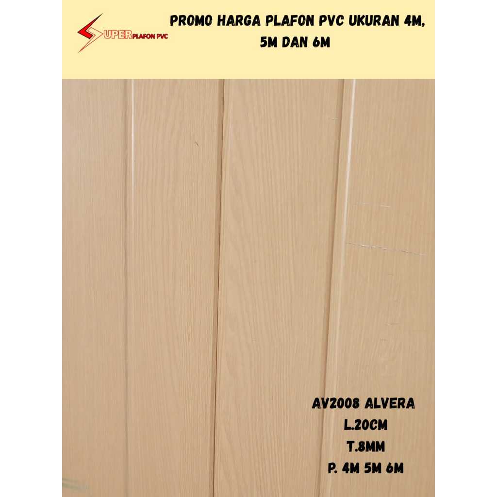 [PROMO] Per Lembar Plafon Pvc Serat Kayu Doff Coklat Muda Alvera AV1008 Plavon Pvc Serat Kayu Muda N