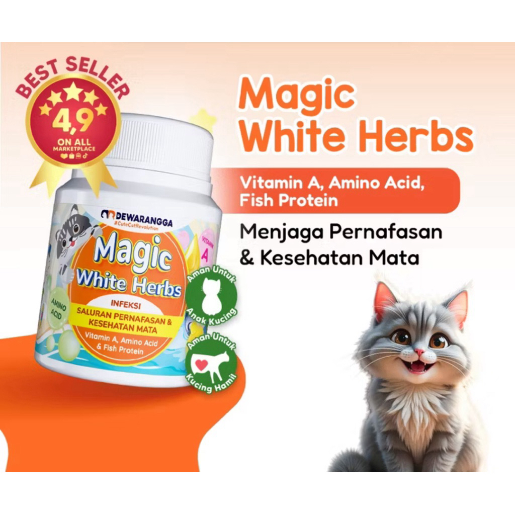 Magic White Herbs Dewarangga Suplemen Anti Flu Belakan Kucing (1 KAPSUL)