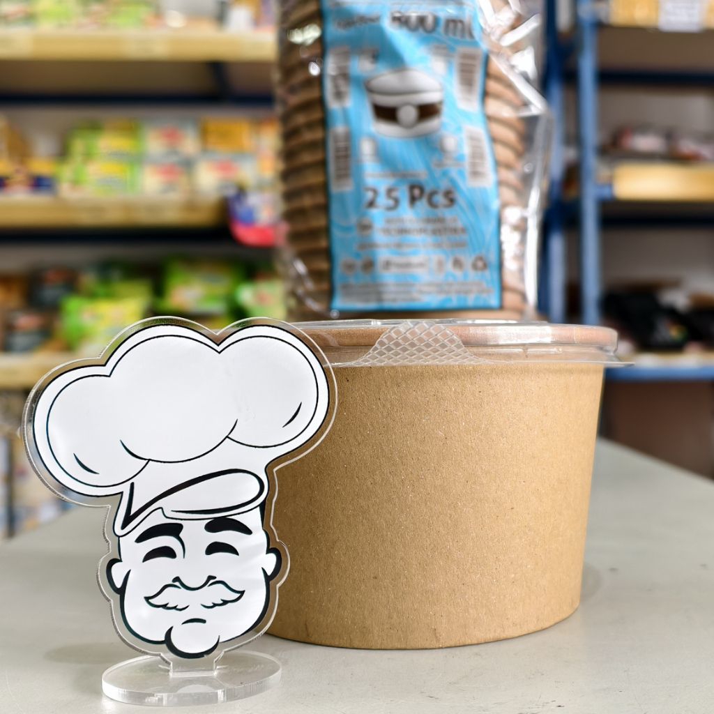 Paper Kraft Bowl Paper 800Ml + Tutup (25Pcs) / Rice Bowl 800Ml / Mangkok Kertas 800Ml / Rice Paper B