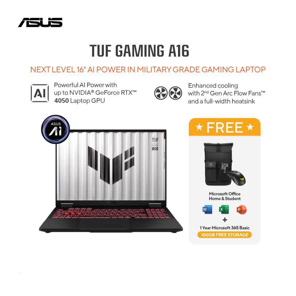 [FREE MOUSE] Asus TUF Gaming A16 FA607NUG-R745J6M-HM - Mecha Gray [AMD Ryzen 7 7445HS Processor / NV