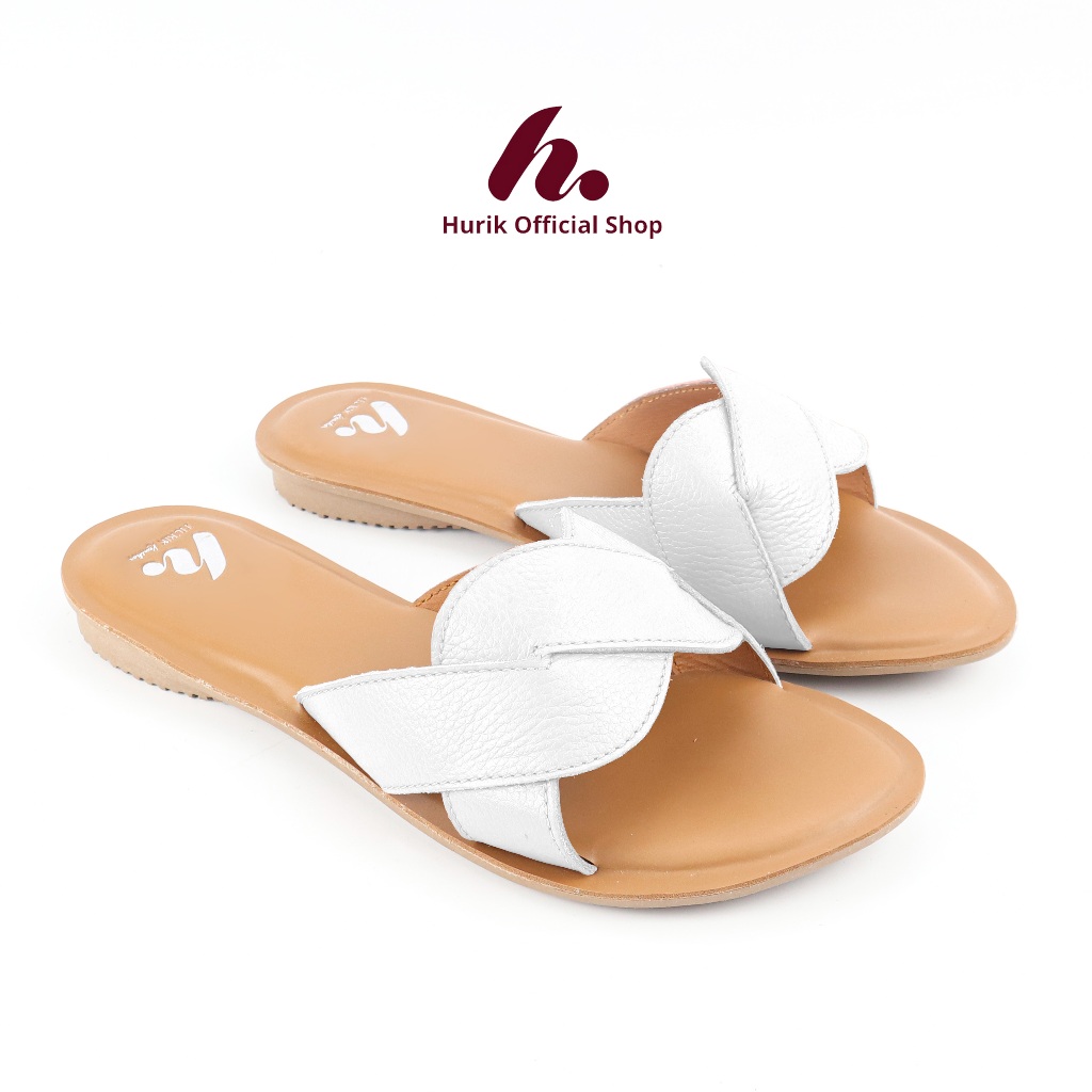 Hurik | Indi Series | Sandal Flat Tepelk Kulit Sapi Asli | Sandal Kulit Wanita | Sandal Kulit Garut