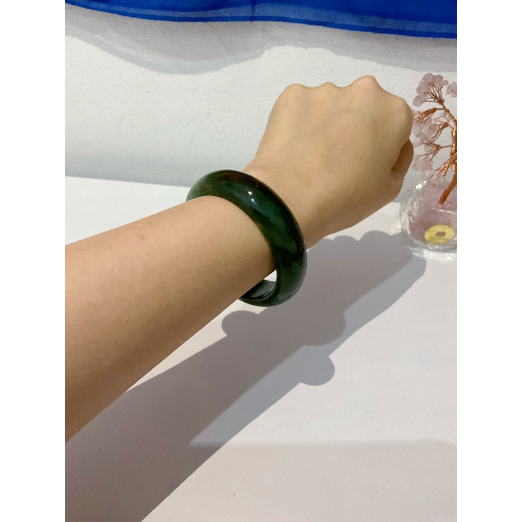 Gelang Bangle Green Jade 52,4 mm (mohon dibaca deskripsi produk)