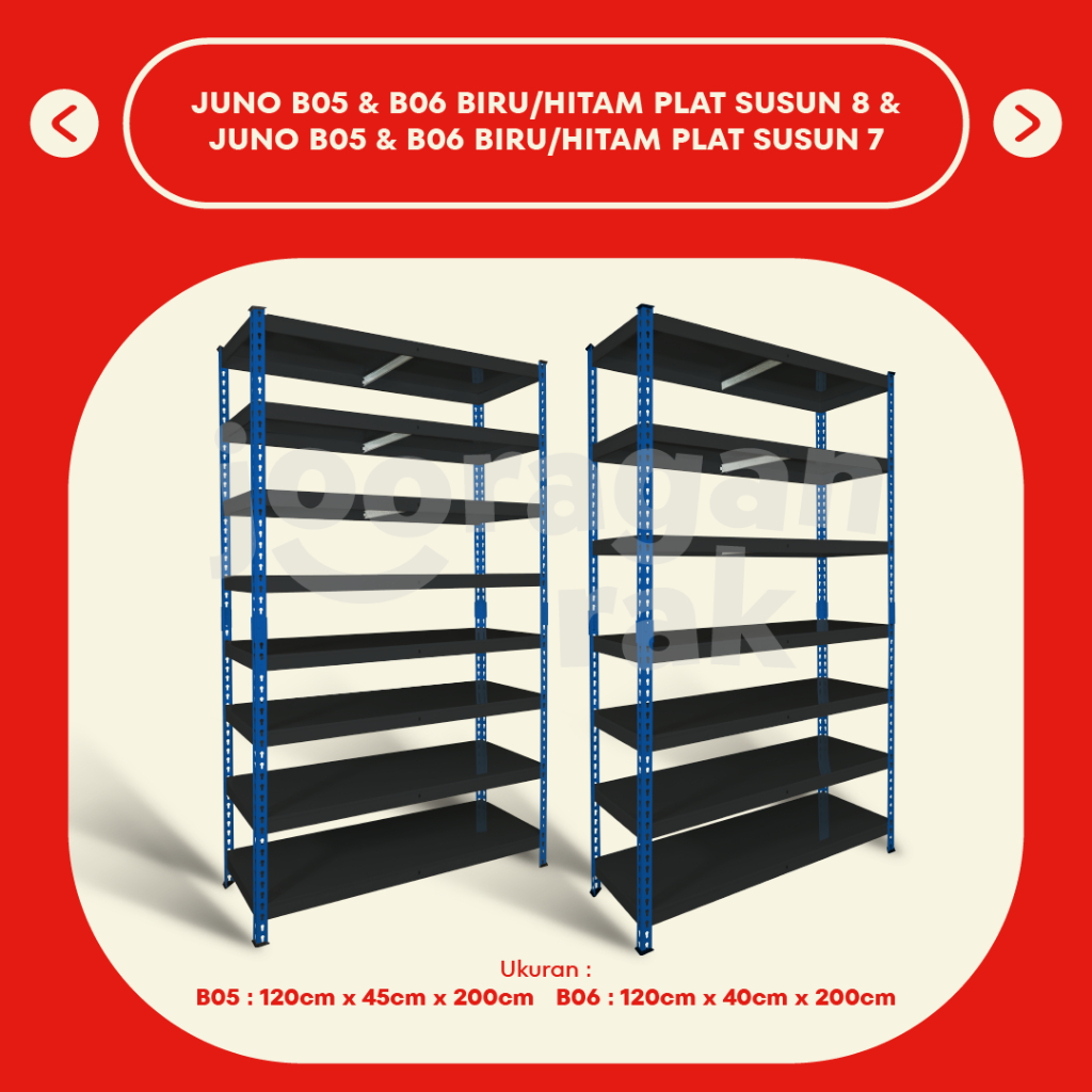 KRISBOW FULL BESI RAK GUDANG SIKU LUBANG SERBAGUNA TIDAK PERLU BAUT HEAVY DUTY | BIRU - HITAM