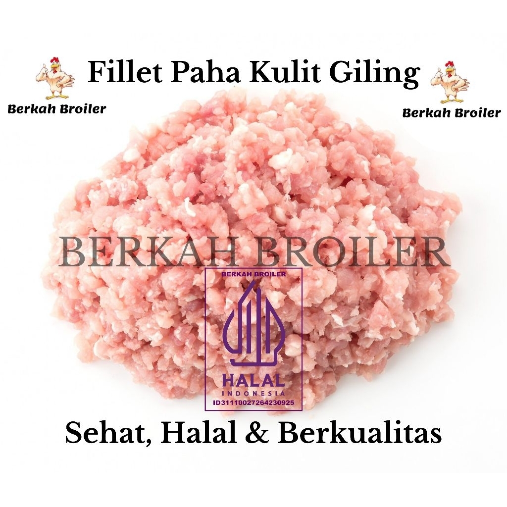 FILLET PAHA AYAM DENGAN KULIT GILING / BONELESS PAHA AYAM DENGAN KULIT GILING 1KG