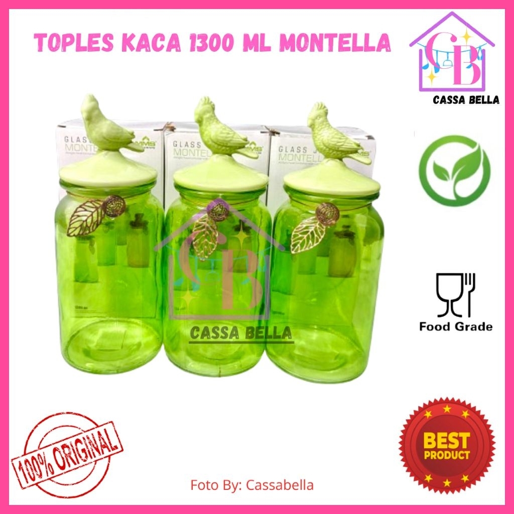 Toples Kaca Kedap Udara/Toples Snack MONTELLA 3pcs / Toples Set Montella / Toples Set 3pcs