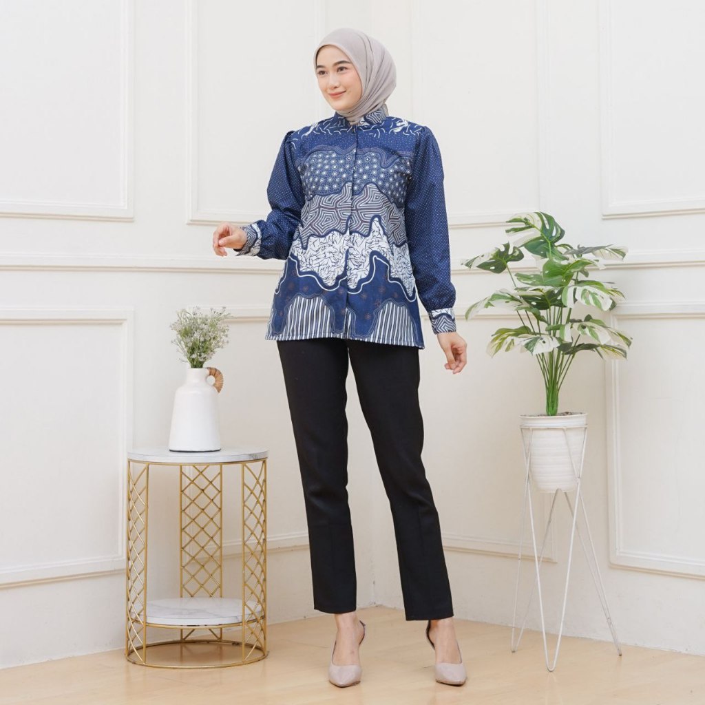 Batik Wanita Modern Puffy Blouse Adem Elegan