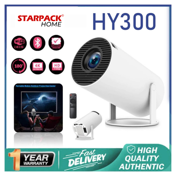 Smart Proyektor Android 11 HY300 & HY300-PRO – WiFi 6, HDMI IN, Portable Mini Projector