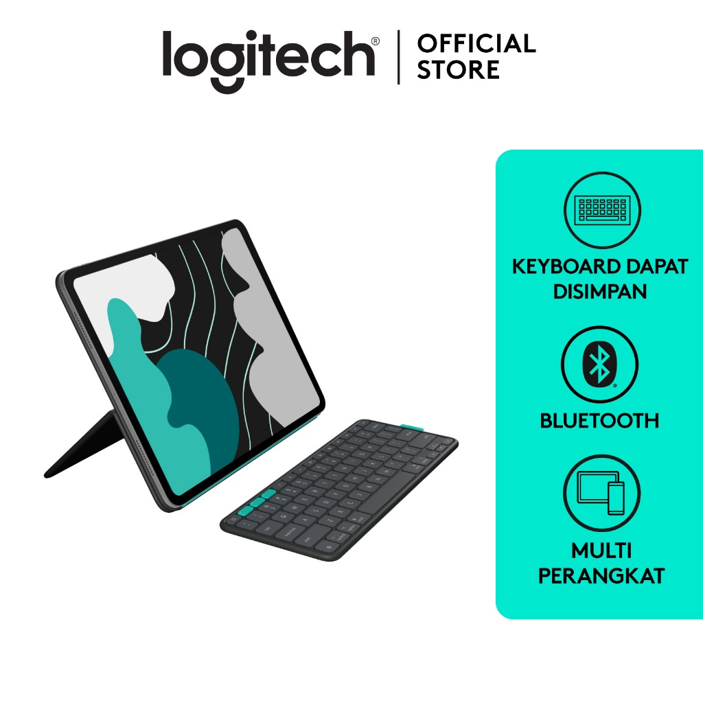 Logitech  Flip Folio, Casing Keyboard untuk iPad Pro 13 inci (M4) & iPad Air 13 inci  (M2 & M3) (202