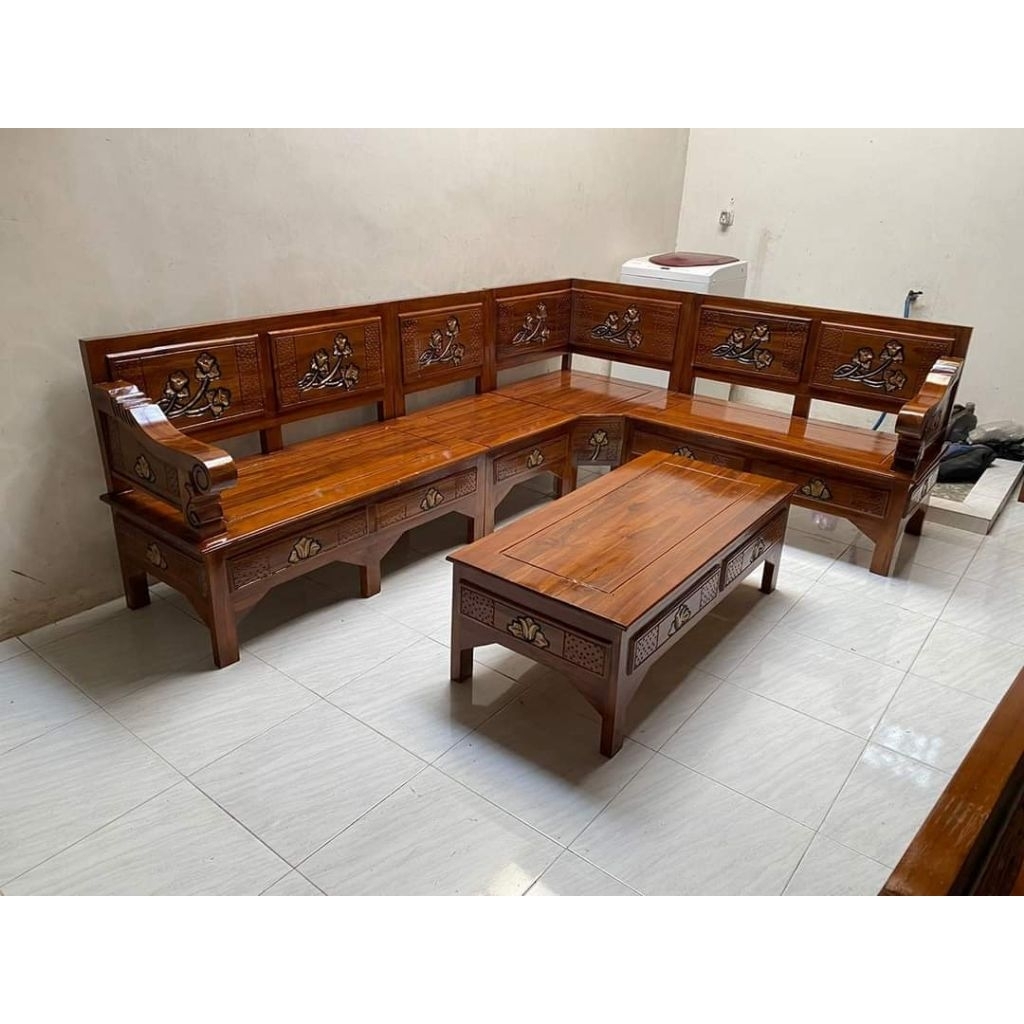 Kursi sudut - kursi ruang tamu - kayu jati