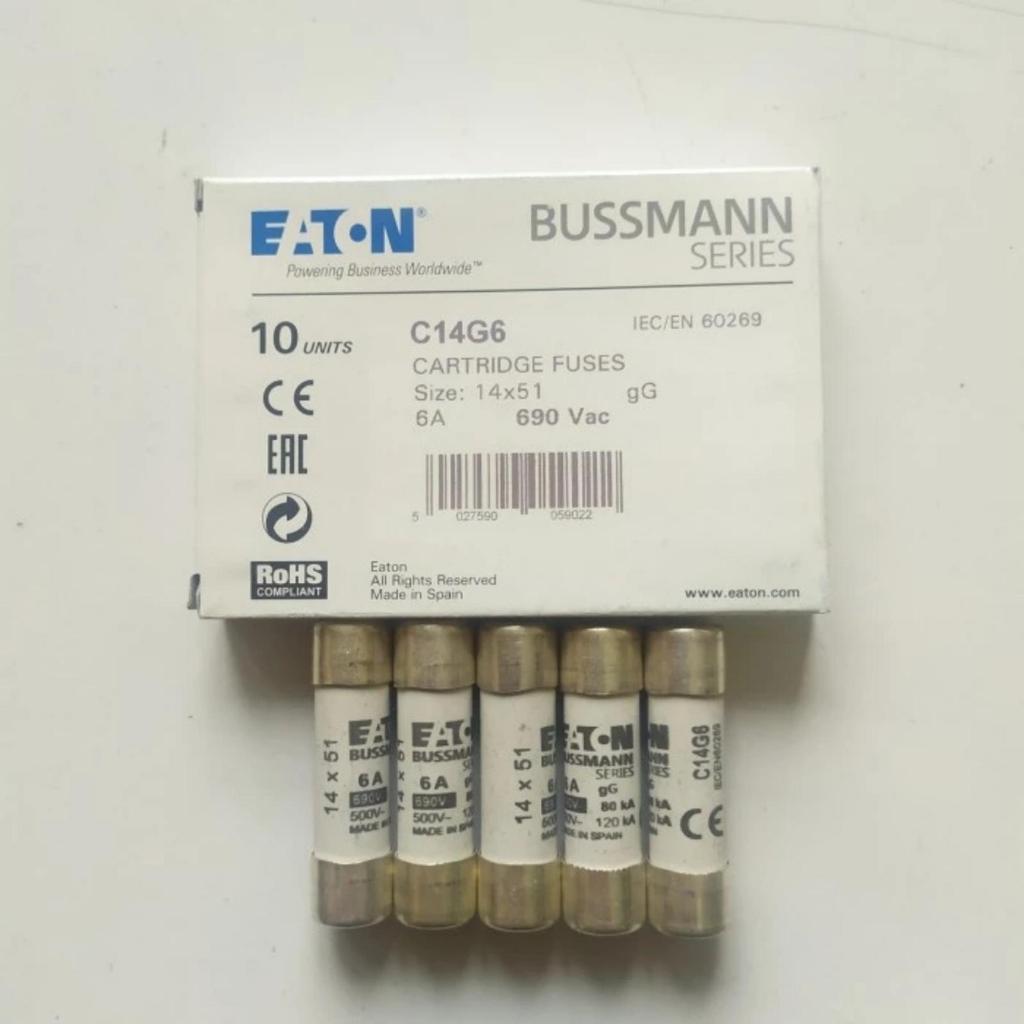 C14G6 14x51 6A 690V 120kA Cylindrical Fuse 6A GG 14X51 690V AC C14G6