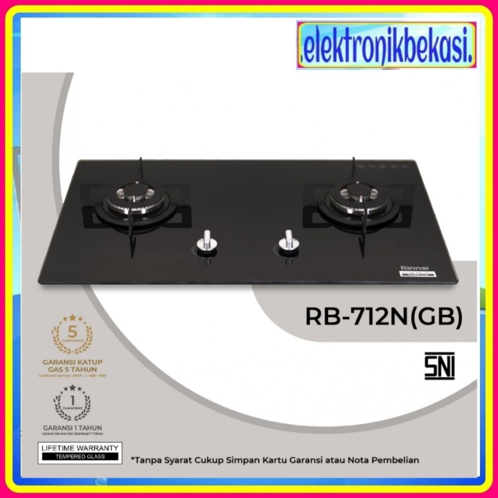 KOMPOR TANAM RINNAI RB 712 N / KOMPOR GAS TANAM RINNAI 2 TUNGKU / RINNAI RB-712N (GB) (S)