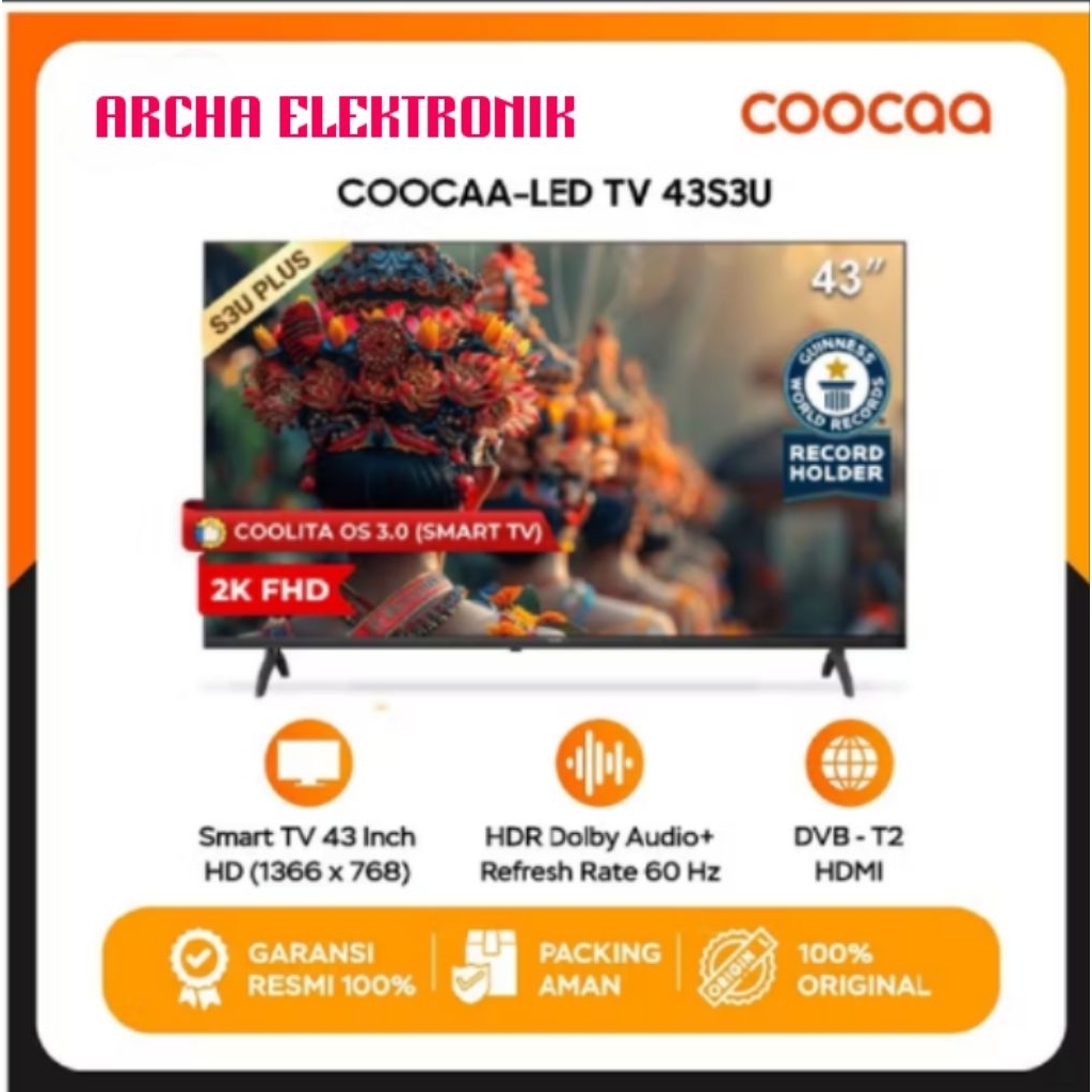 SMART TV COOCA 43 INCH NEW 43S3U/43S3U PLUS BERGARANSI RESMI DIGITAL TV