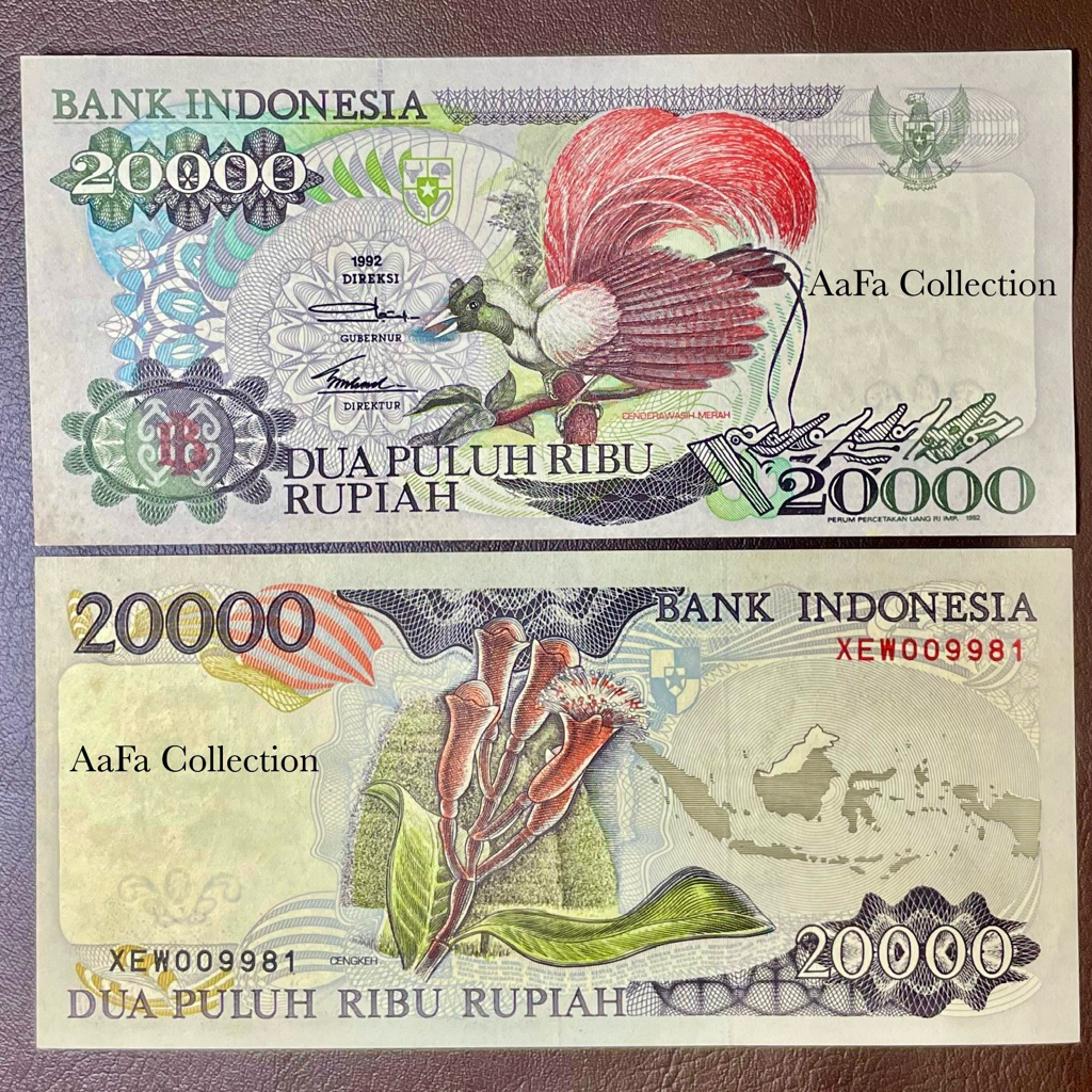 UANG KERTAS KUNO 20 RIBU CENDRAWASIH 1992/1995 SERI X/REPLACEMENT