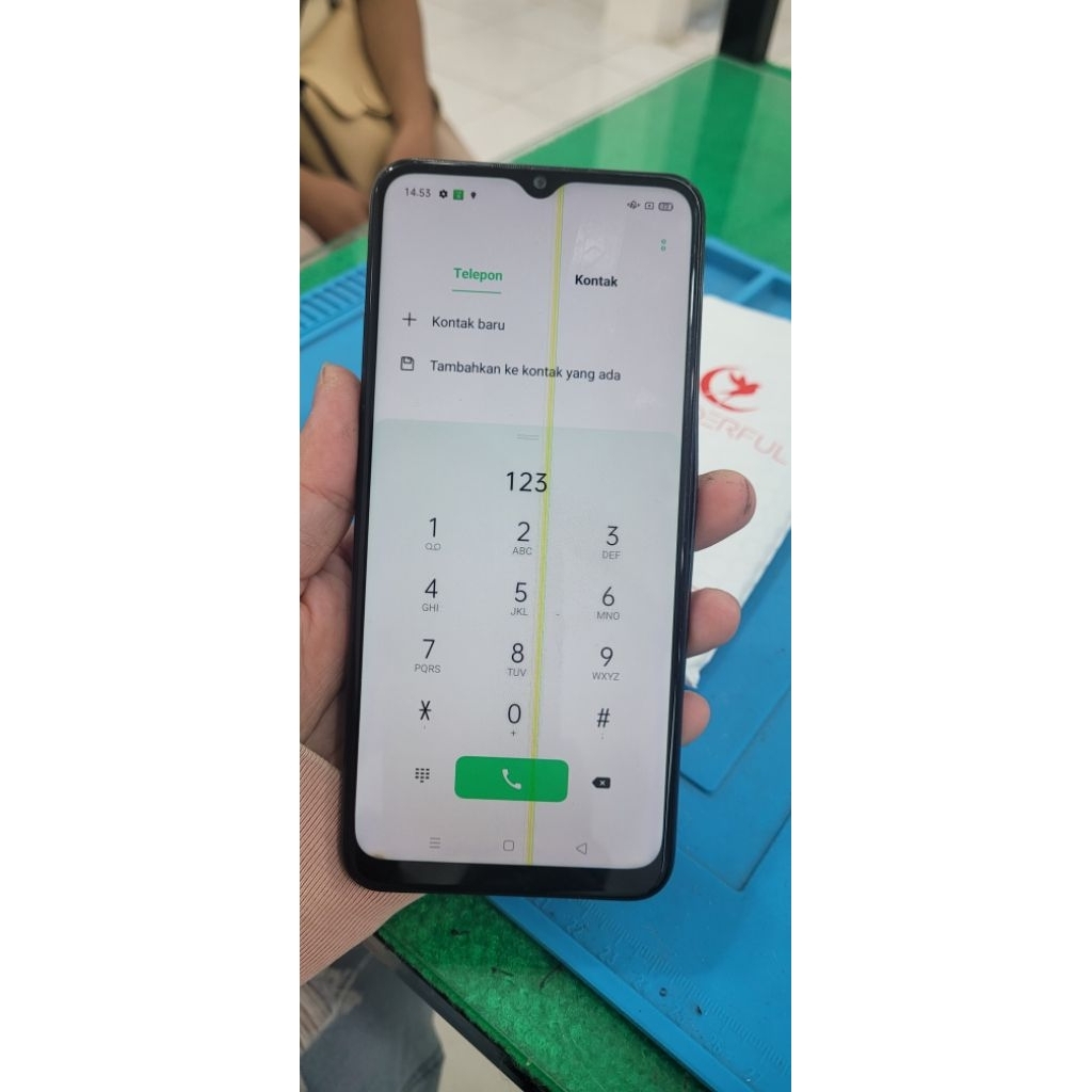 LCD original Oppo a16 minus garis kuning cabutan