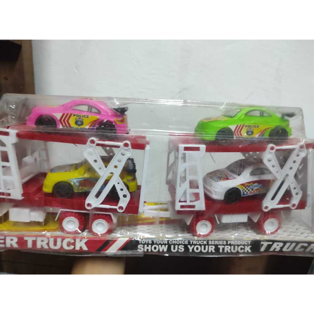 Mainan Anak Laki-laki Truk Gandeng Muat Truk Konstruksi Dan Mobil St 2083 / Mainan Truk Kontainer An