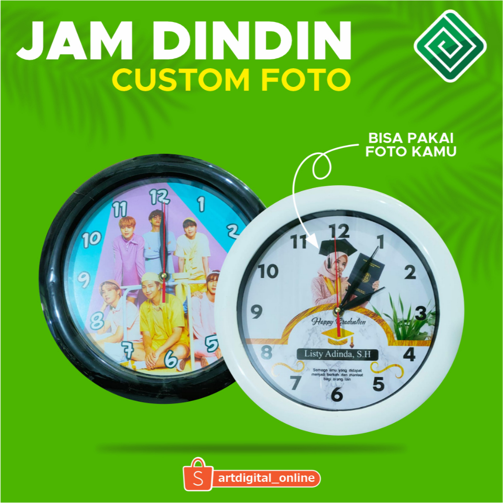 Custom Jam Dinding 30CM KKN Hadiah Kenang-Kenangan Custom Foto dan Logo