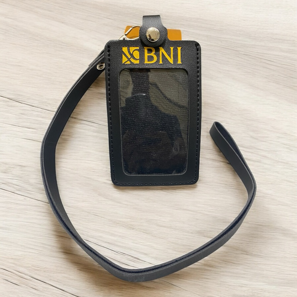 Id card holder logo BNI bahan kulit sintetis