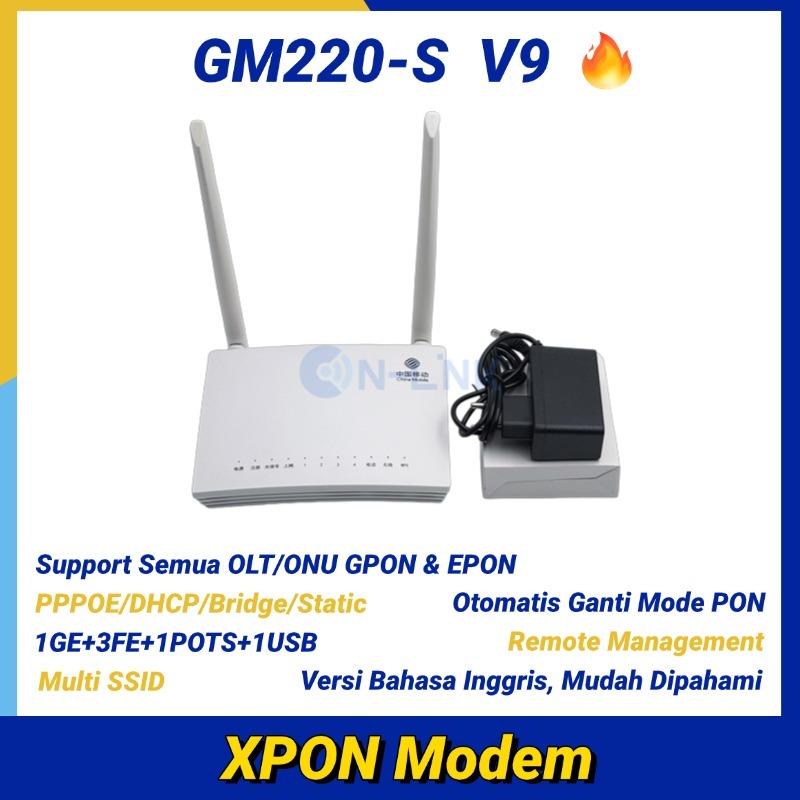 [Bekas] Modem GM220-S V9 XPON WiFi Router｜Support EPON & GPON｜Bonus Adaptor｜Siap Pakai｜Modem Interne