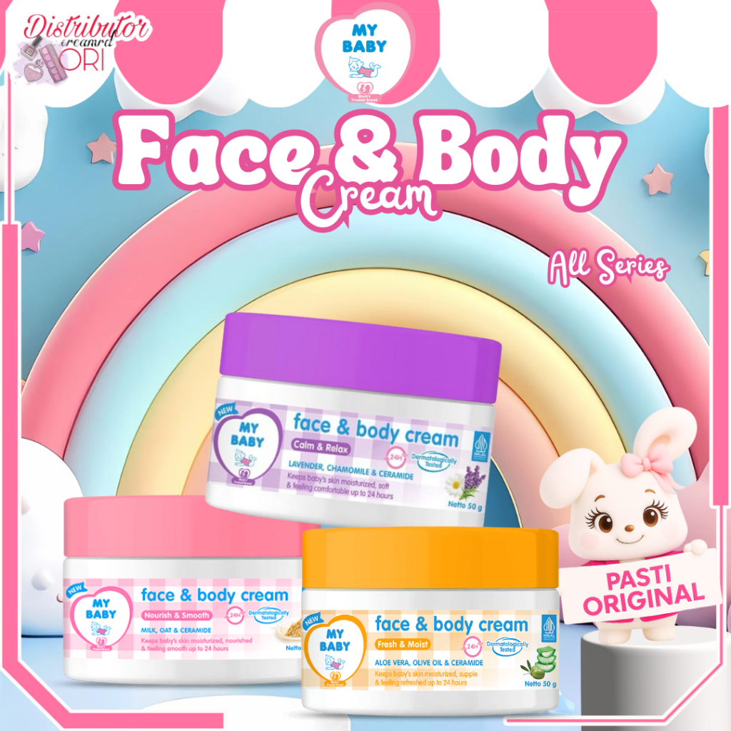 MY BABY Face & Body Cream Nourish & Smooth 50gr | All Series | Distributor Cream Ori