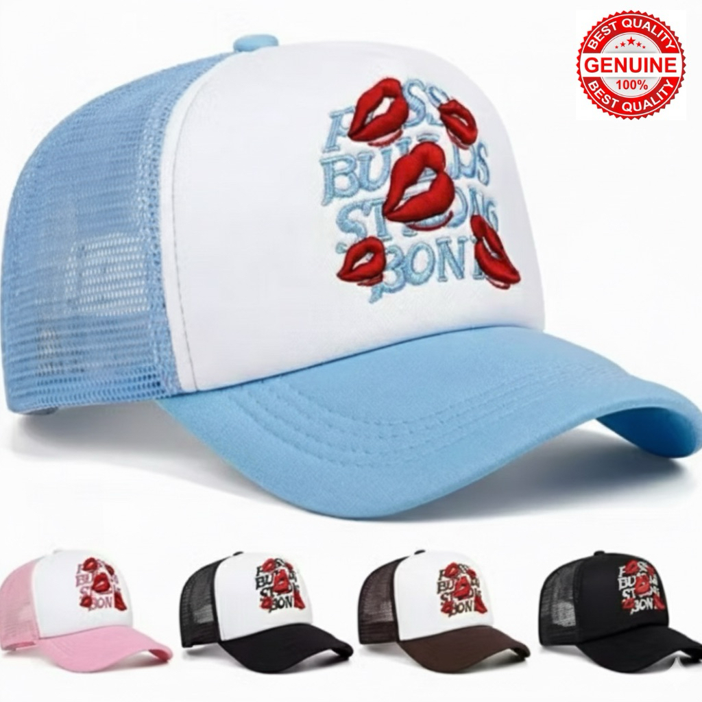 Topi trucker original red lips embroidery baseball fashion summer net cap hat topi visor outdoor spo